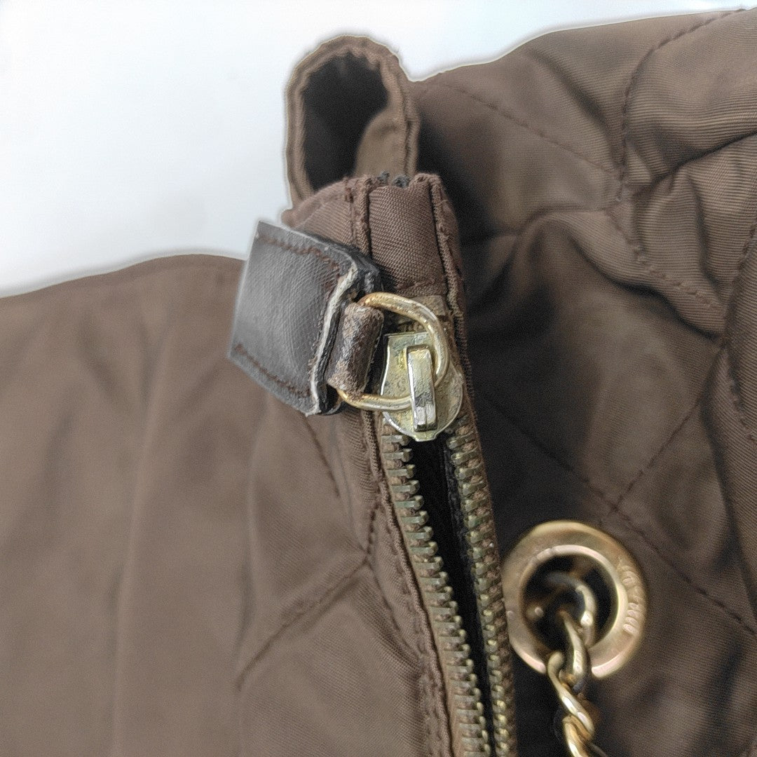 Quilted Nylon Shoulder Bag Brown