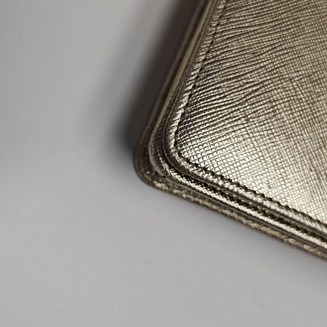 Saffiano Calfskin Shoulder Bag Gold