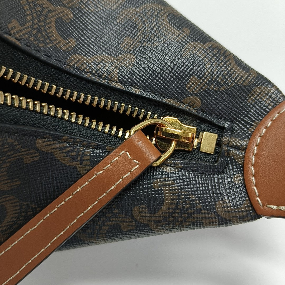 Coated Canvas Shoulder Bag Brown