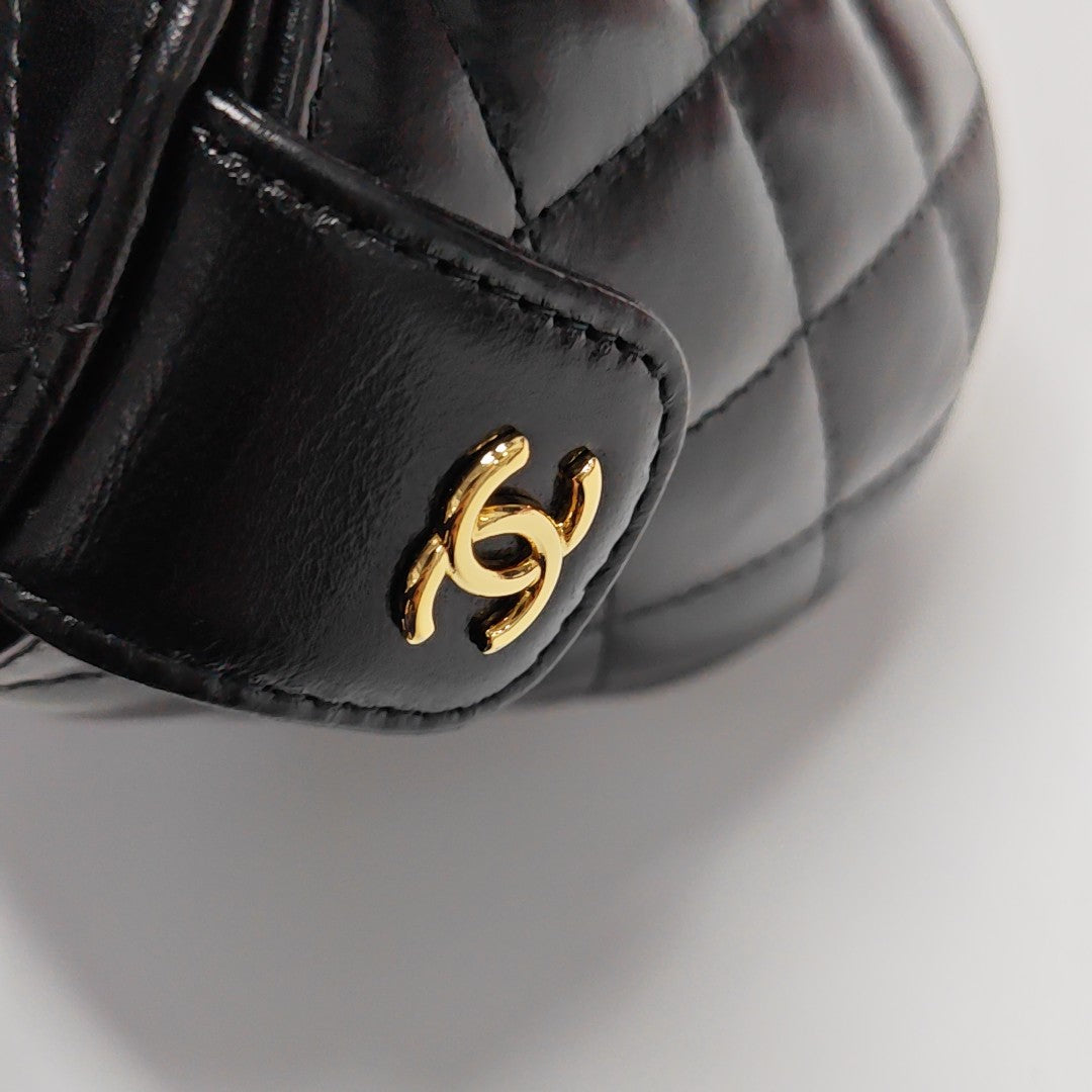 Quilted Calfskin Top Handle Bag Black