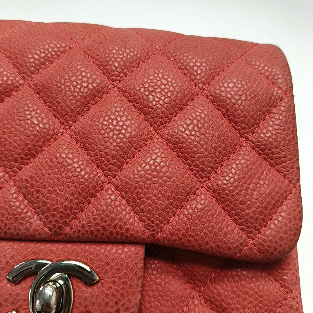 CLASSIC FLAP Mini Quilted Grained Calfskin Red