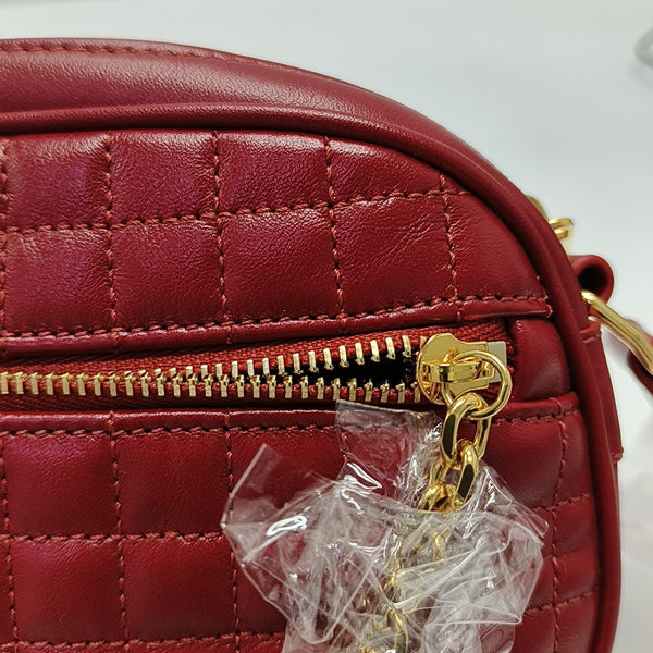 C CHARM Small Quilted Calfskin Red