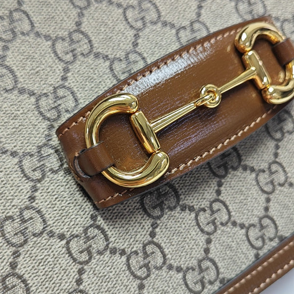 Horsebit 1955 Medium Monogram Coated Canvas Beige