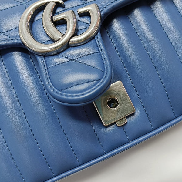 GG Marmont Small Quilted Calfskin Blue