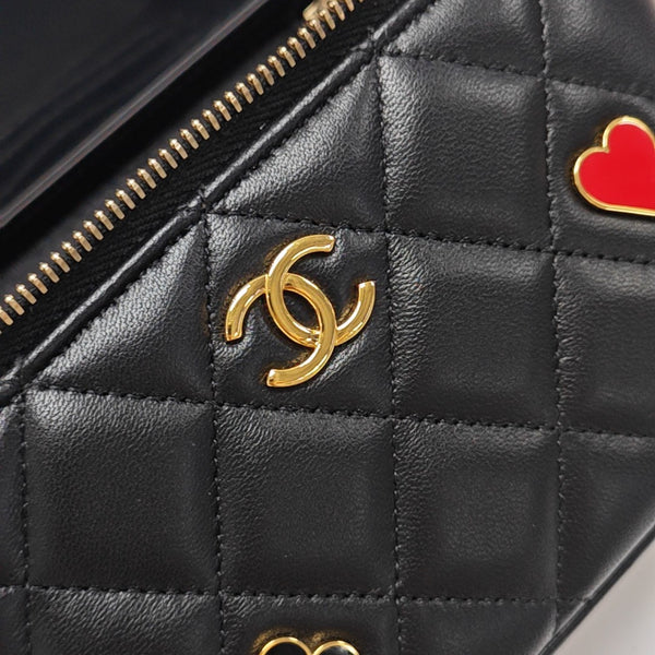 Quilted Lambskin Shoulder Bag Black