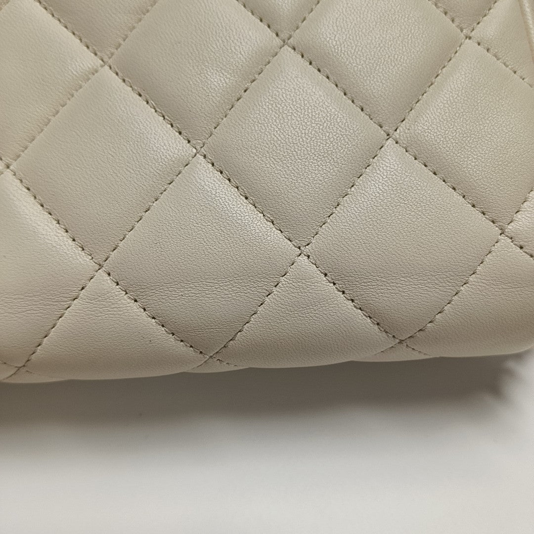 Quilted Lambskin Small Beige