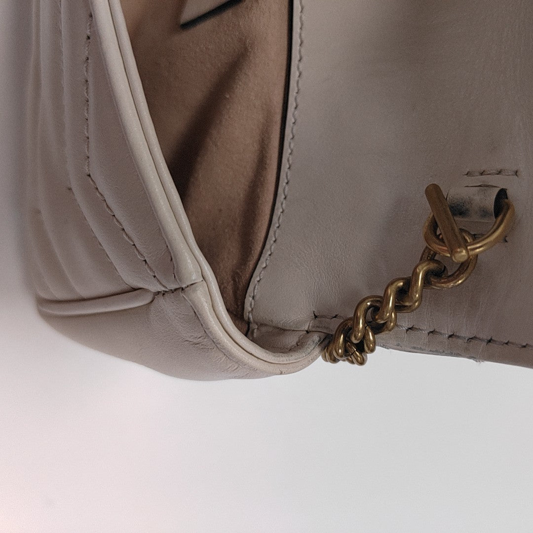 GG Marmont Mini Quilted Calfskin White
