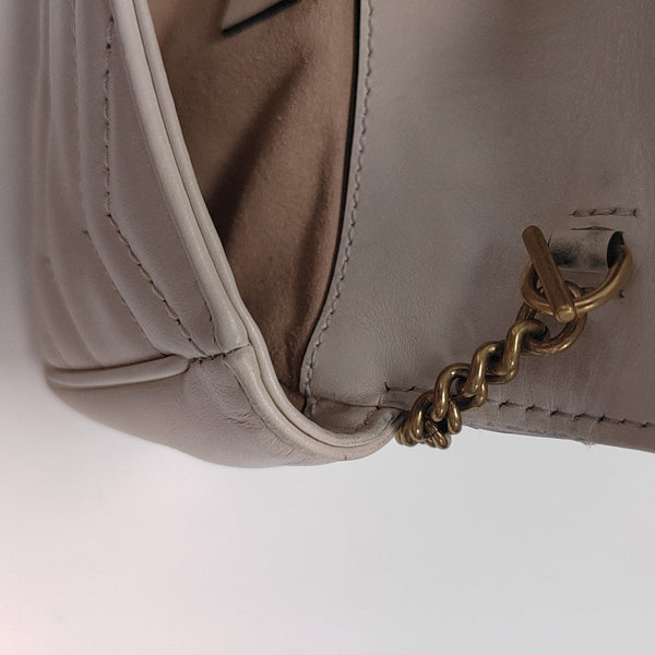 GG Marmont Mini Quilted Calfskin White