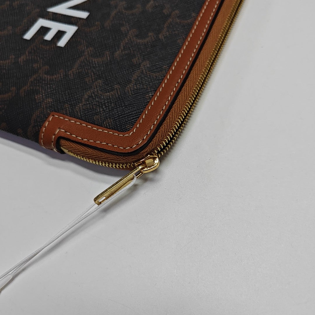 TRIOMPHE Small Coated Canvas Brown