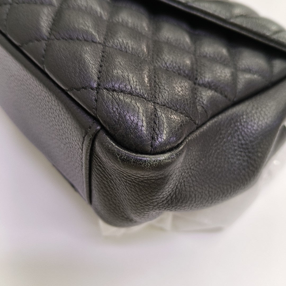 Chevron Lambskin Shoulder Bag Black