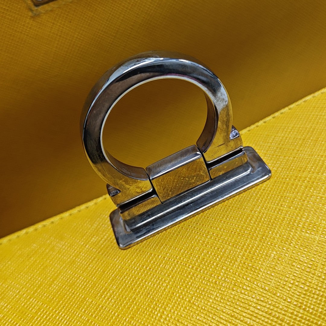 Calfskin Top Handle Bag Yellow