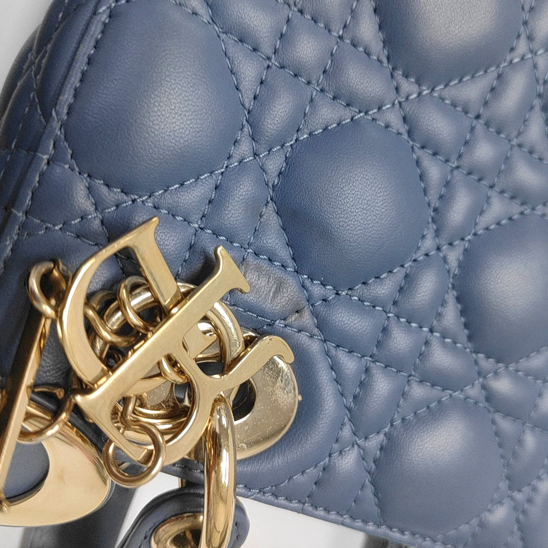 Lady Dior Small Cannage Lambskin Blue