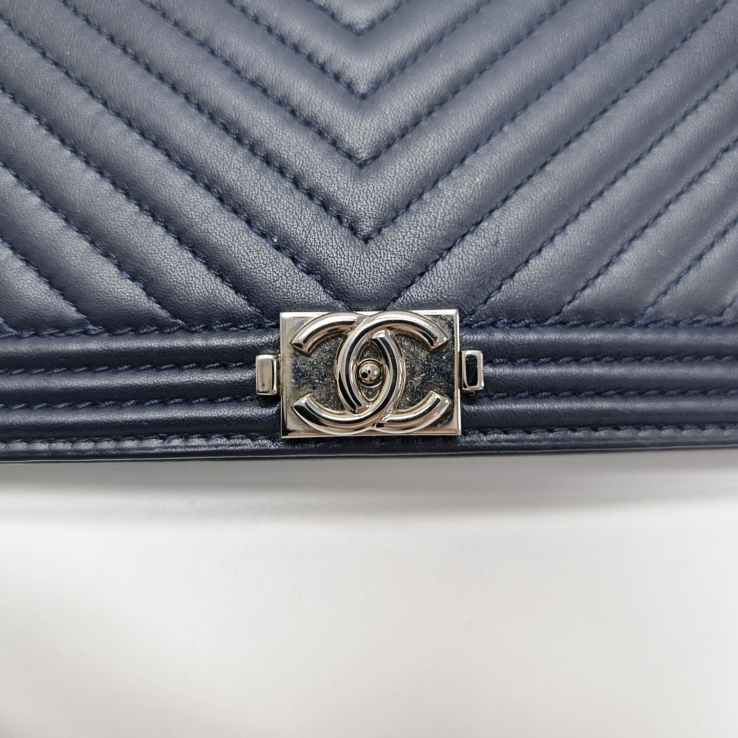 BOY CHANEL Mini Chevron Lambskin Blue