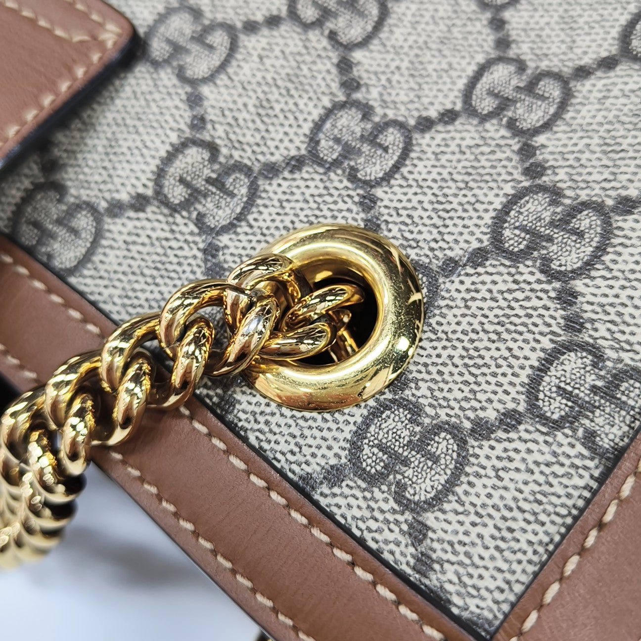 Padlock Small Monogram Coated Canvas Beige