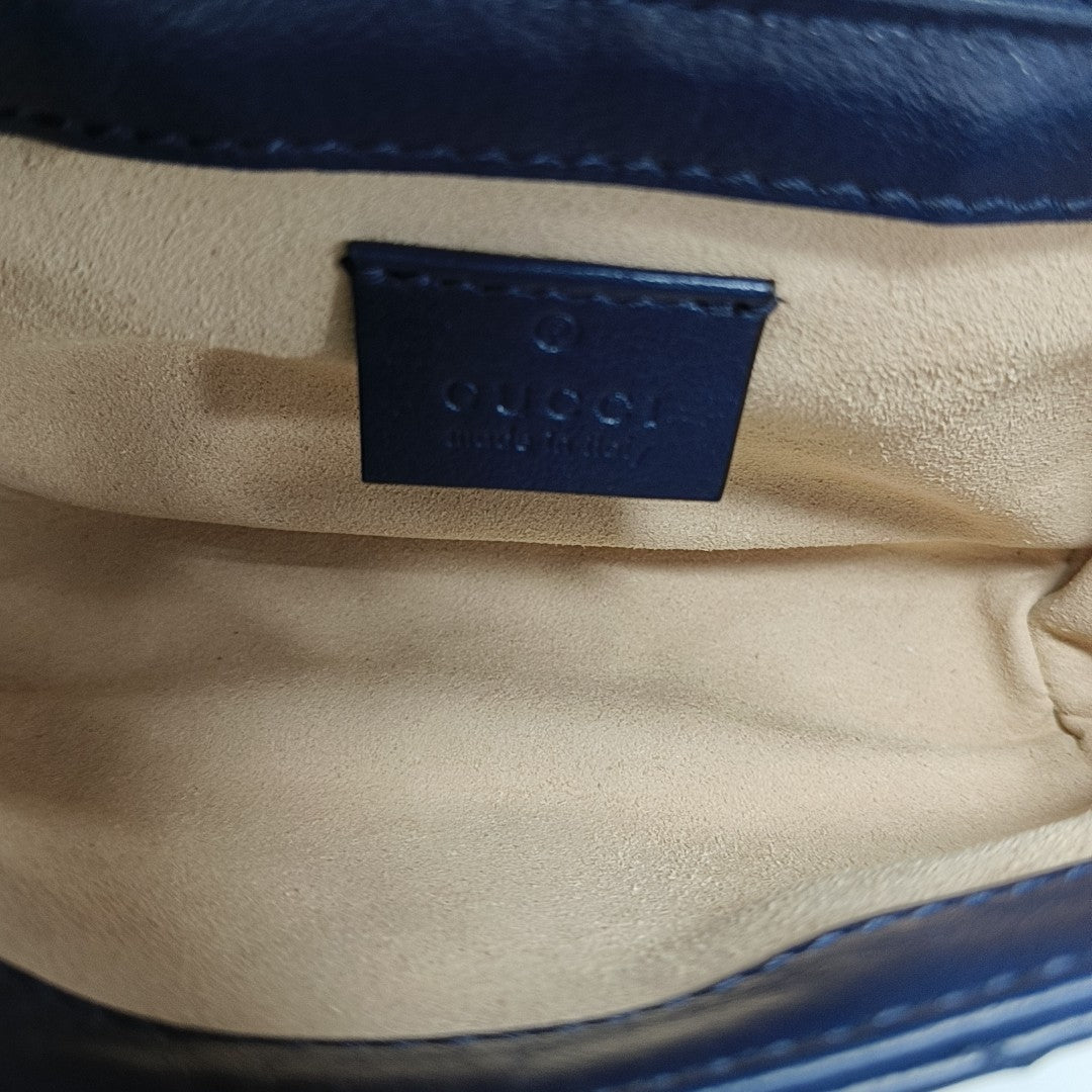 GG Marmont Super Mini Quilted Calfskin Blue