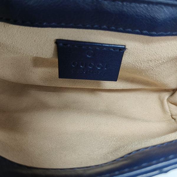 GG Marmont Super Mini Quilted Calfskin Blue