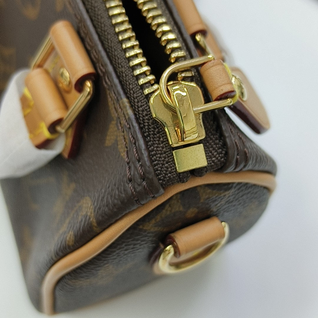 SPEEDY Nano Monogram Coated Canvas Brown