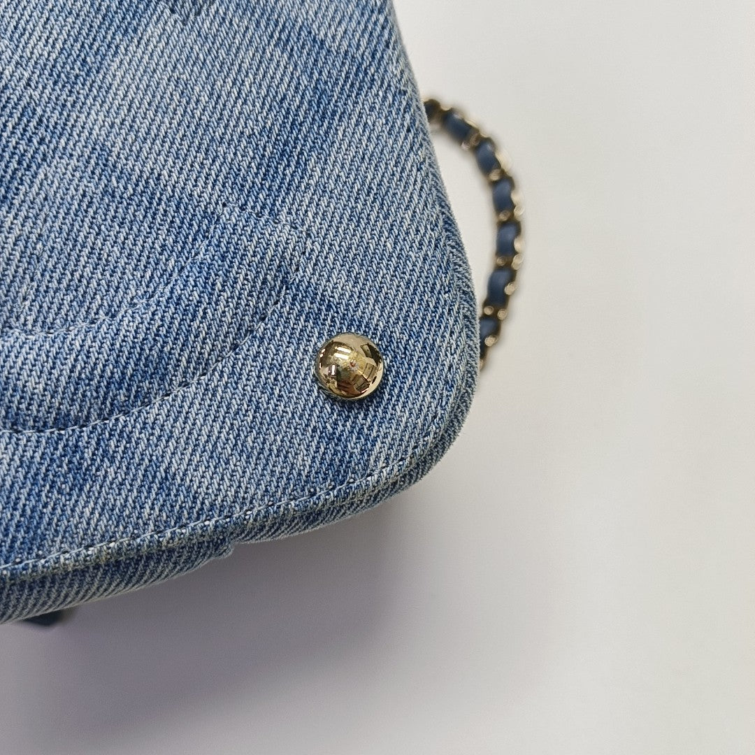 VINTAGE COSMETIC BAGS Chevron Denim Blue
