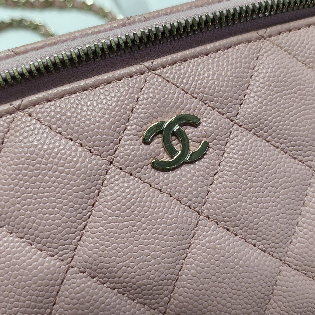 VANITY CASE Small Quilted Grained Calfskin Pink