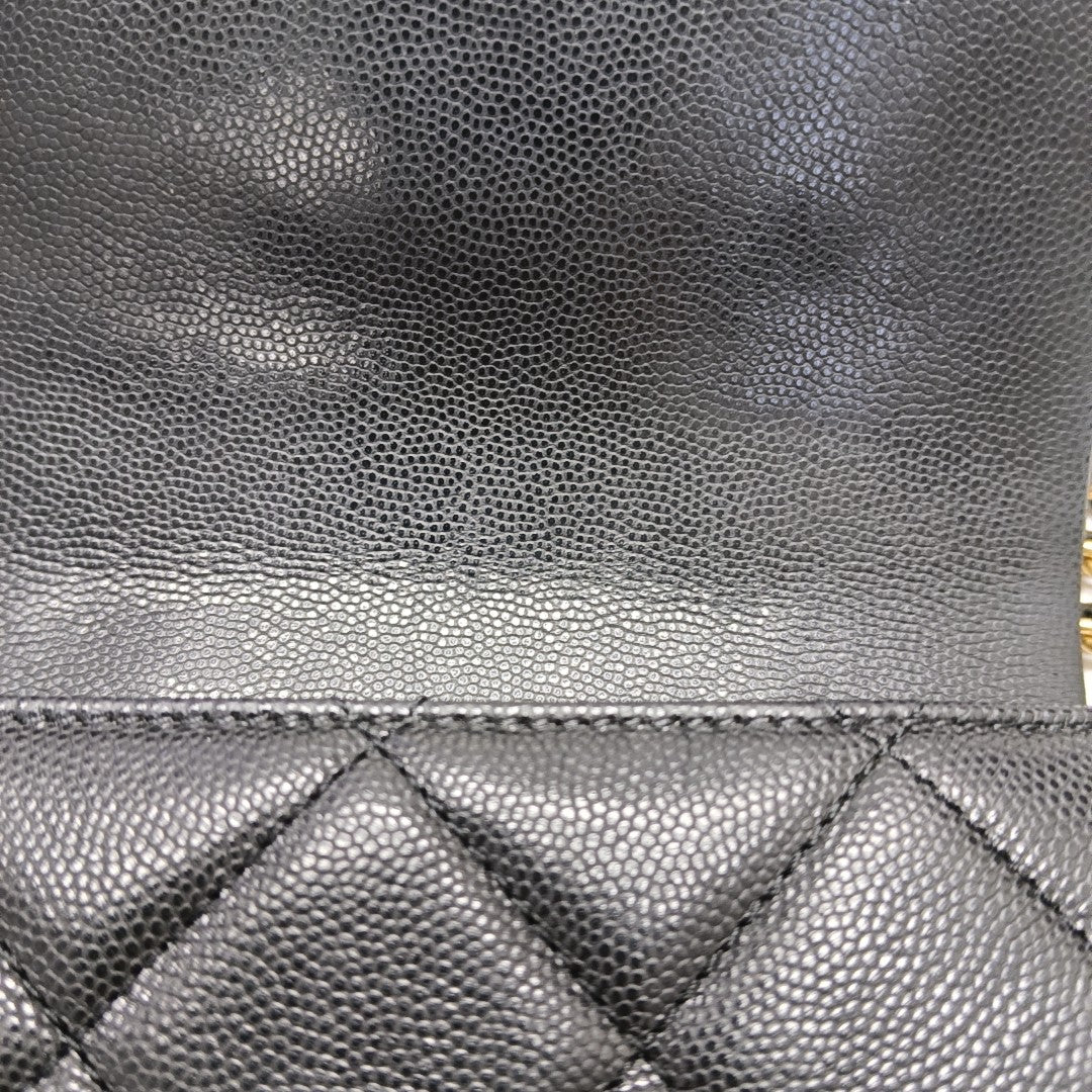 CLASSIC FLAP Mini Quilted Grained Calfskin Black