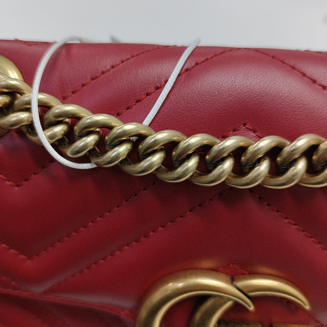 GG Marmont Small Quilted Calfskin Red