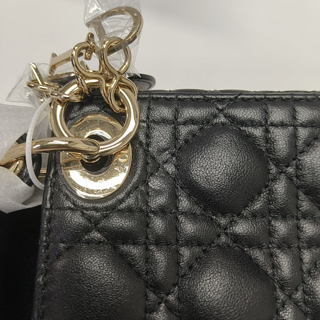 Authenticated pre-owned  Lady Dior Super Mini Quilted Lambskin Black - Tote Bag at Looply