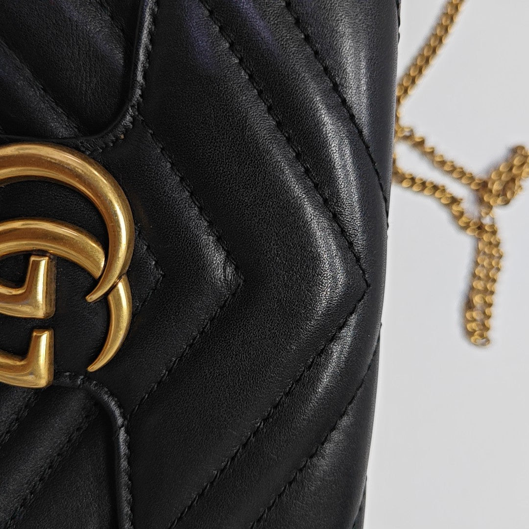 GG Marmont Mini Quilted Calfskin Black