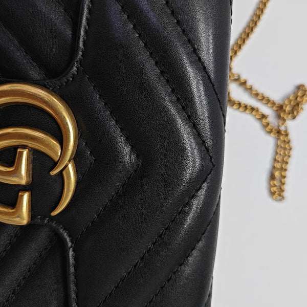 GG Marmont Mini Quilted Calfskin Black