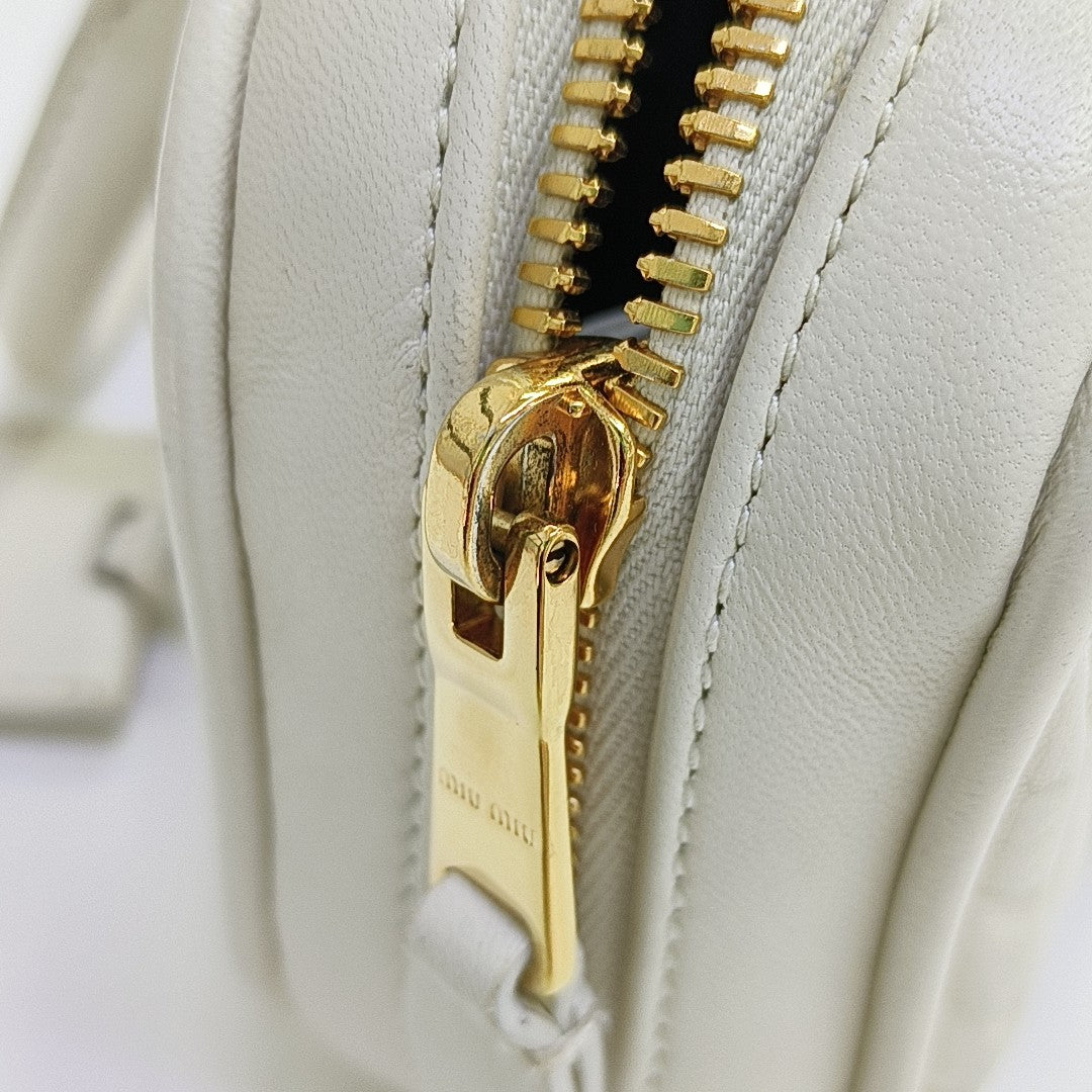Arcadie Matelassé Mini Quilted Lambskin White