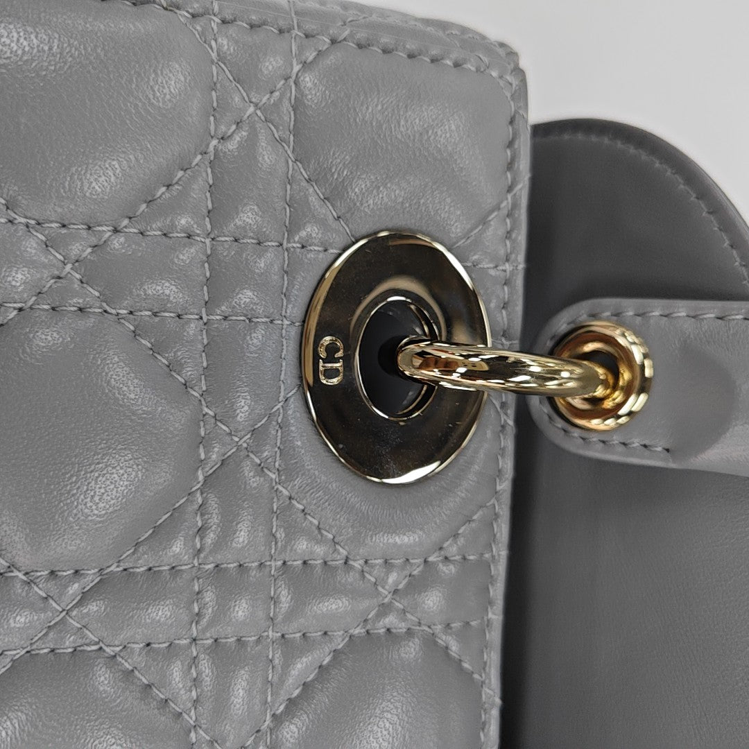 Lady Dior Small Cannage Lambskin Gray