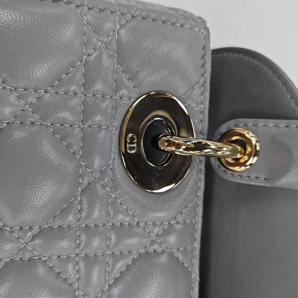 Lady Dior Small Cannage Lambskin Gray