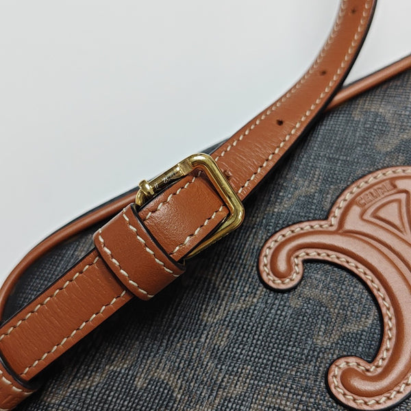 Coated Canvas Shoulder Bag Brown