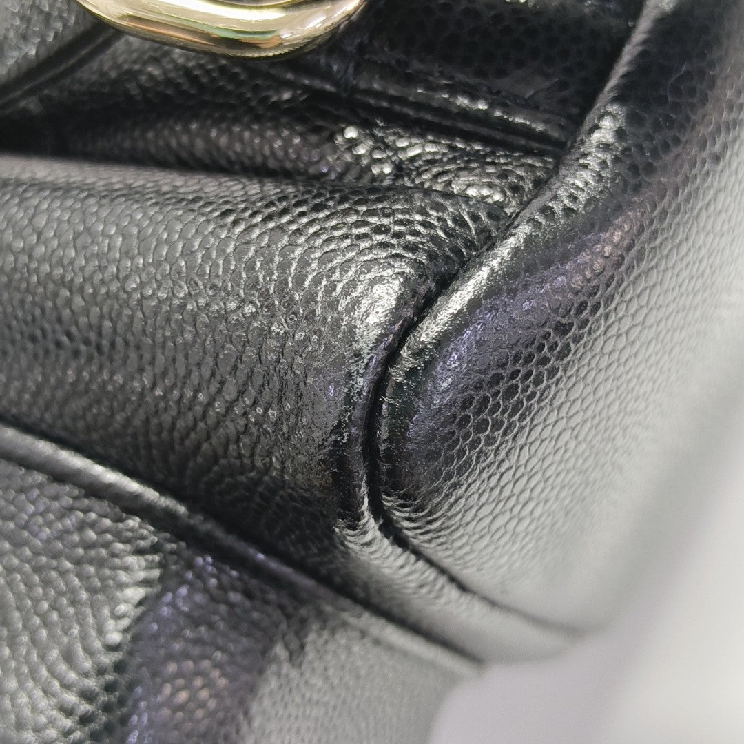 Quilted Grained Calfskin Backpack Small Black