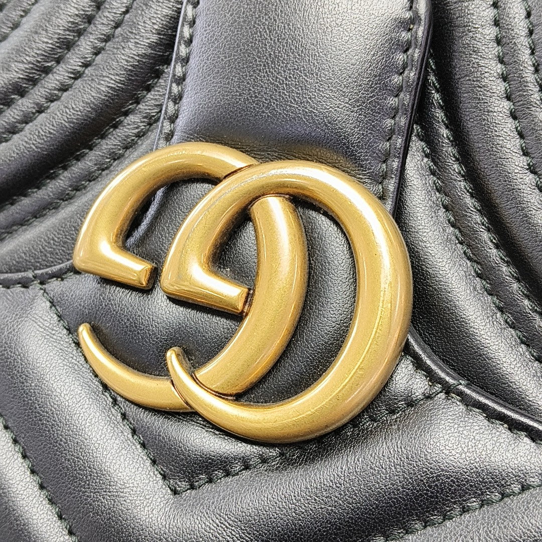 Authenticated pre-owned  GG Marmont Quilted Calfskin Black - Shoulder Bag at Looply