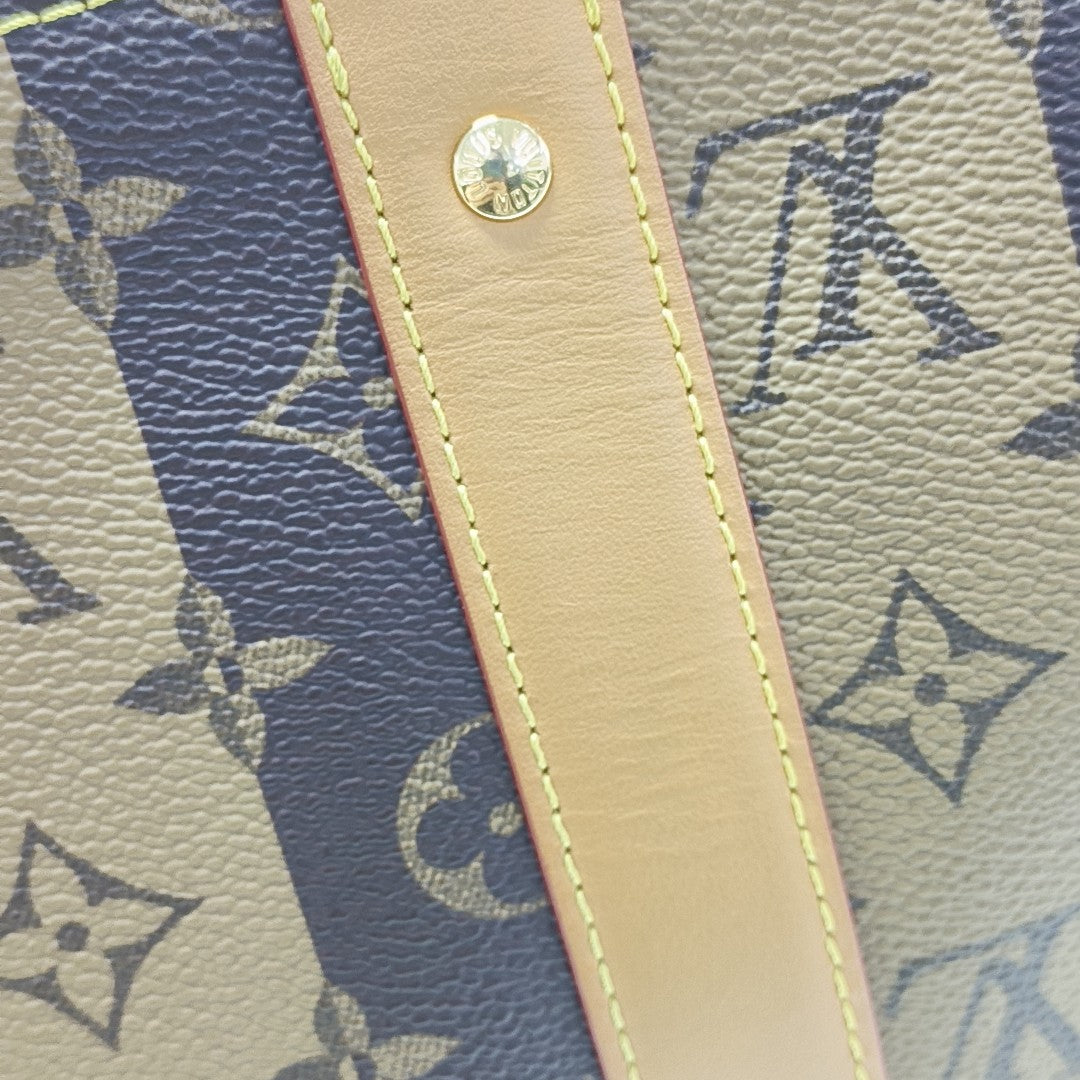 KEEPALL Monogram Coated Canvas Brown