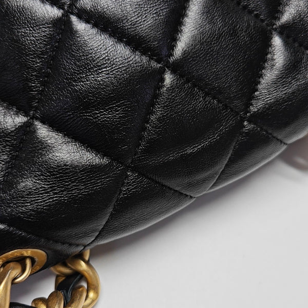 Quilted Lambskin Shoulder Bag Black