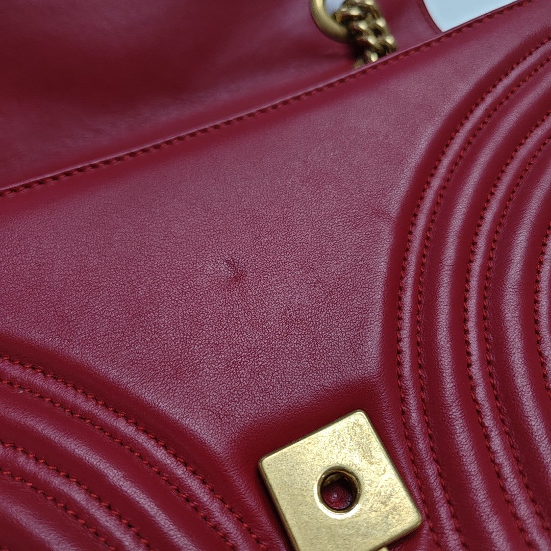 GG Marmont Medium Quilted Calfskin Red