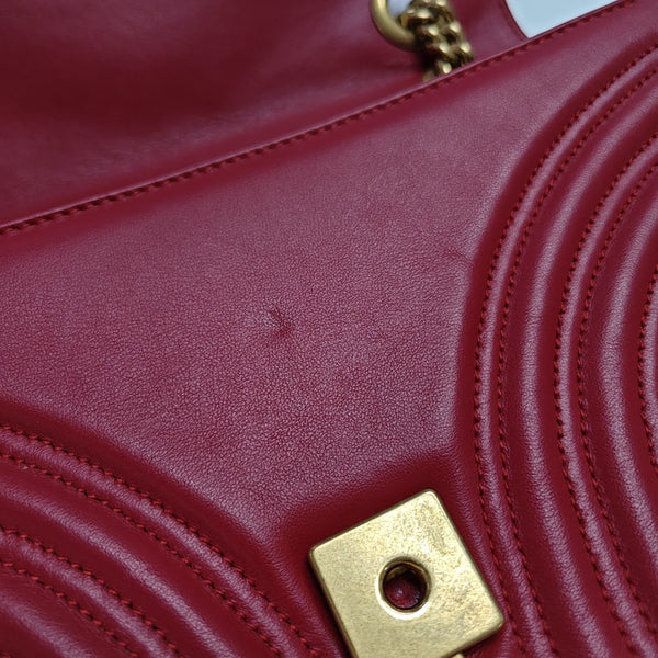 GG Marmont Medium Quilted Calfskin Red