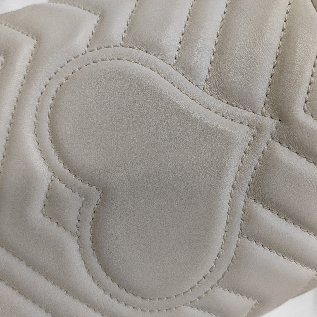 GG Marmont Mini Quilted Calfskin White