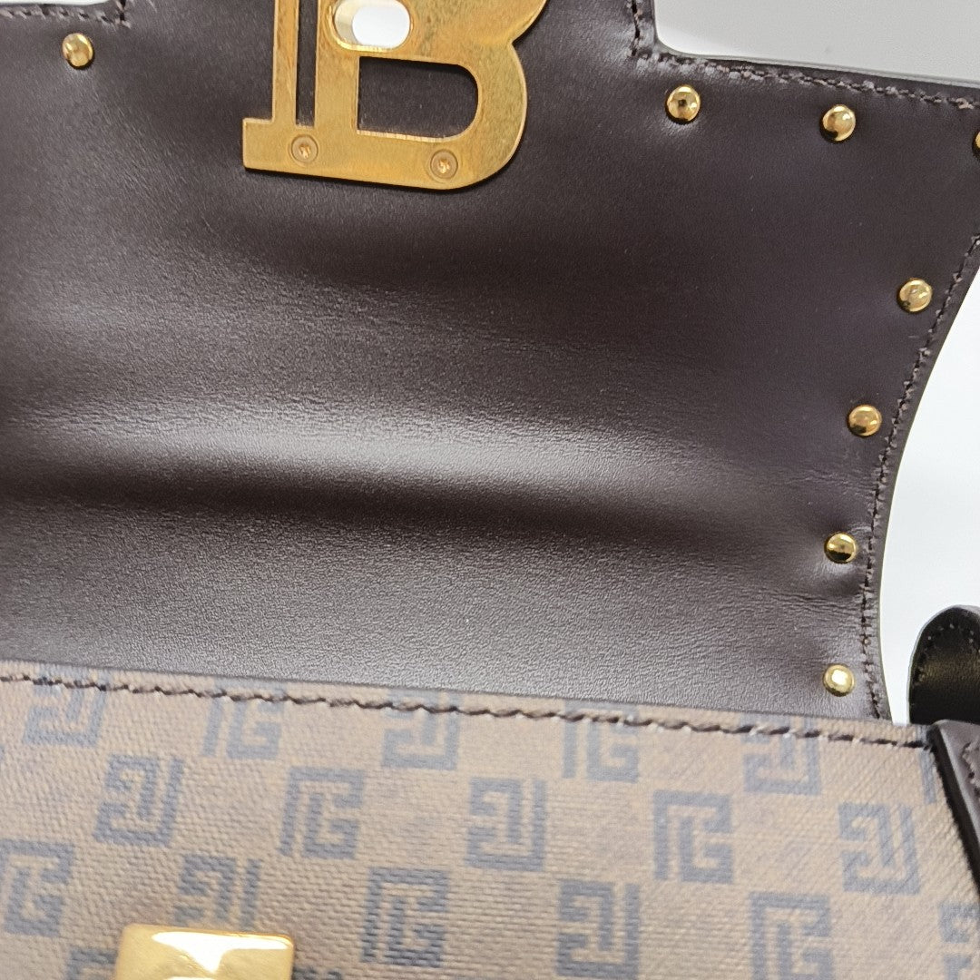 Coated Canvas Shoulder Bag Brown