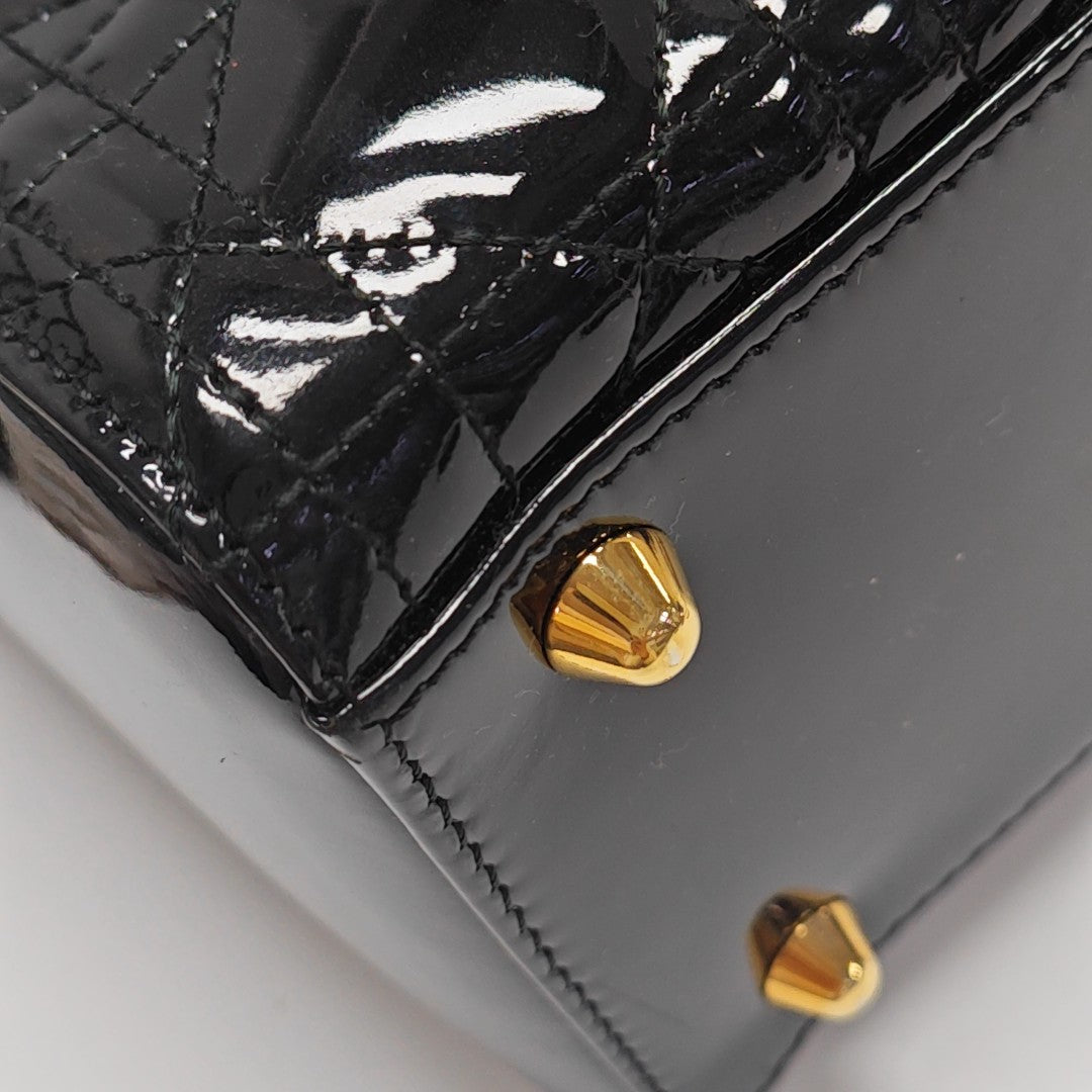 Lady Dior Large Patent Leather Black