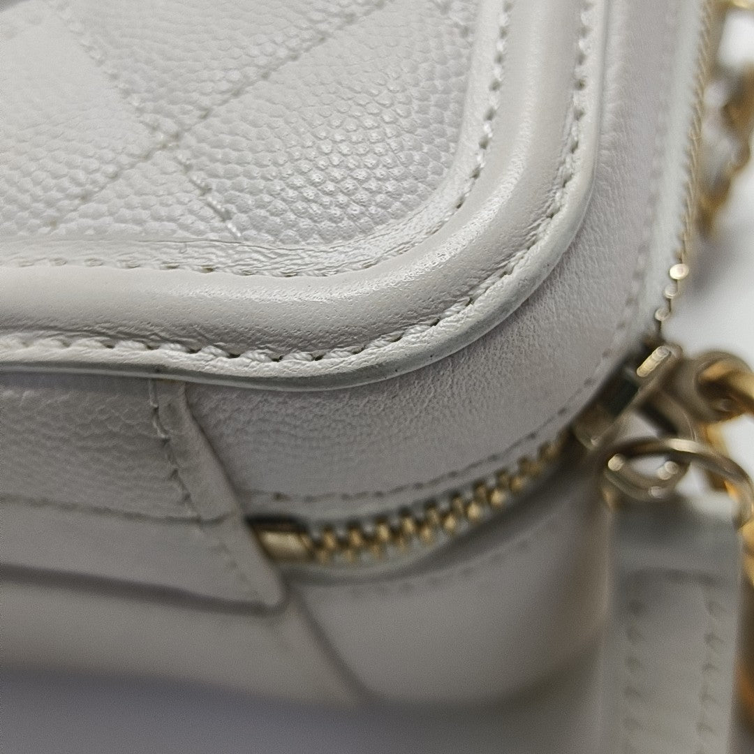 FILIGREE Small Quilted Grained Calfskin White