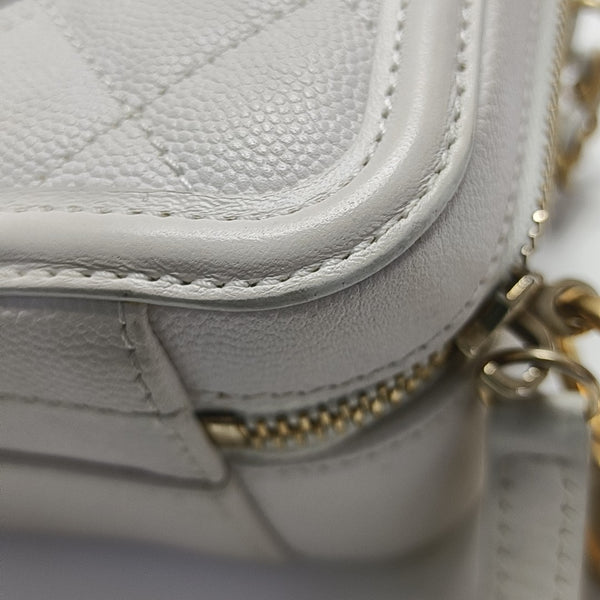 FILIGREE Small Quilted Grained Calfskin White