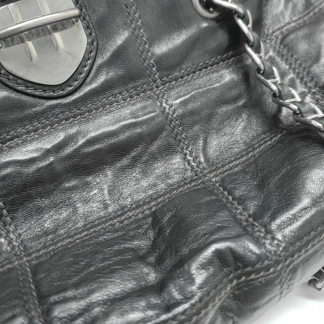Quilted Lambskin Shoulder Bag Black