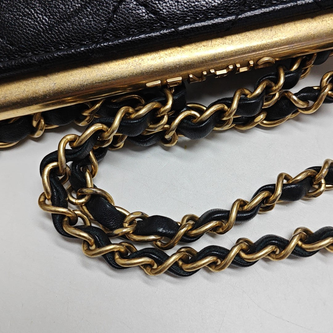 Quilted Calfskin Shoulder Bag Black