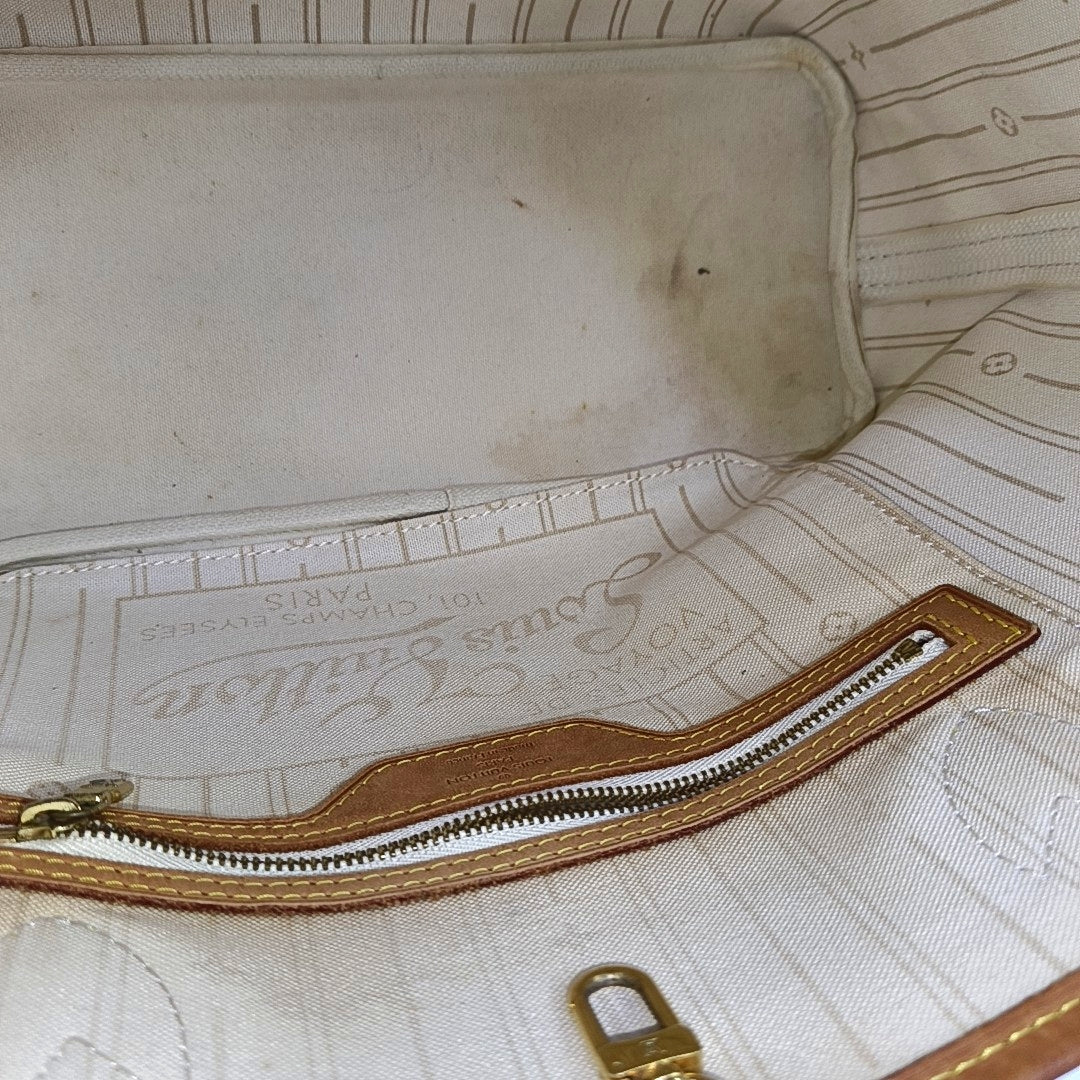 NEVERFULL PM Damier Azur Coated Canvas White