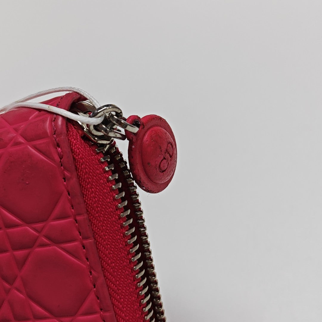 Lady Dior Small Cannage Calfskin Pink Wallet
