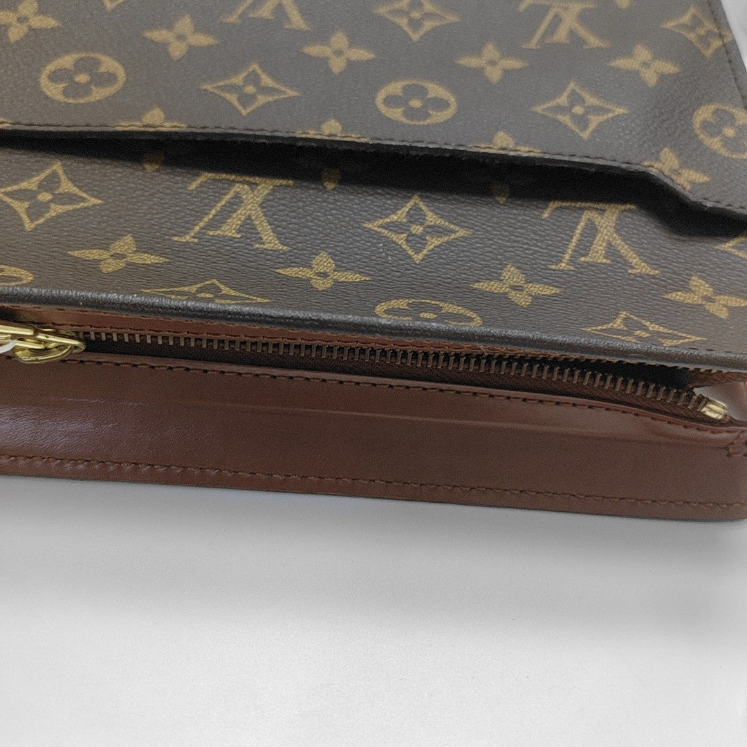 Monogram Coated Canvas Clutch Brown