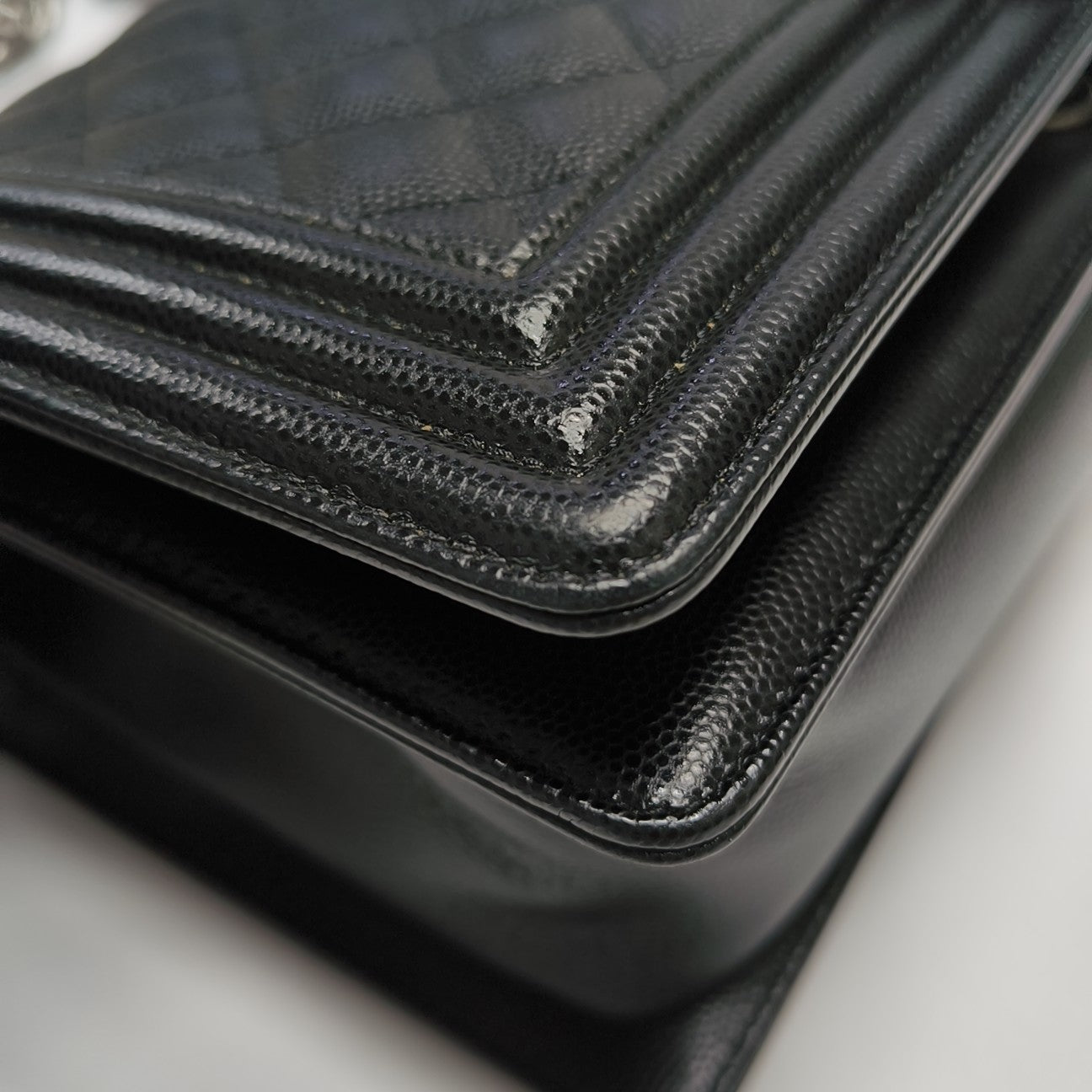 BOY CHANEL Medium Quilted Grained Calfskin Black