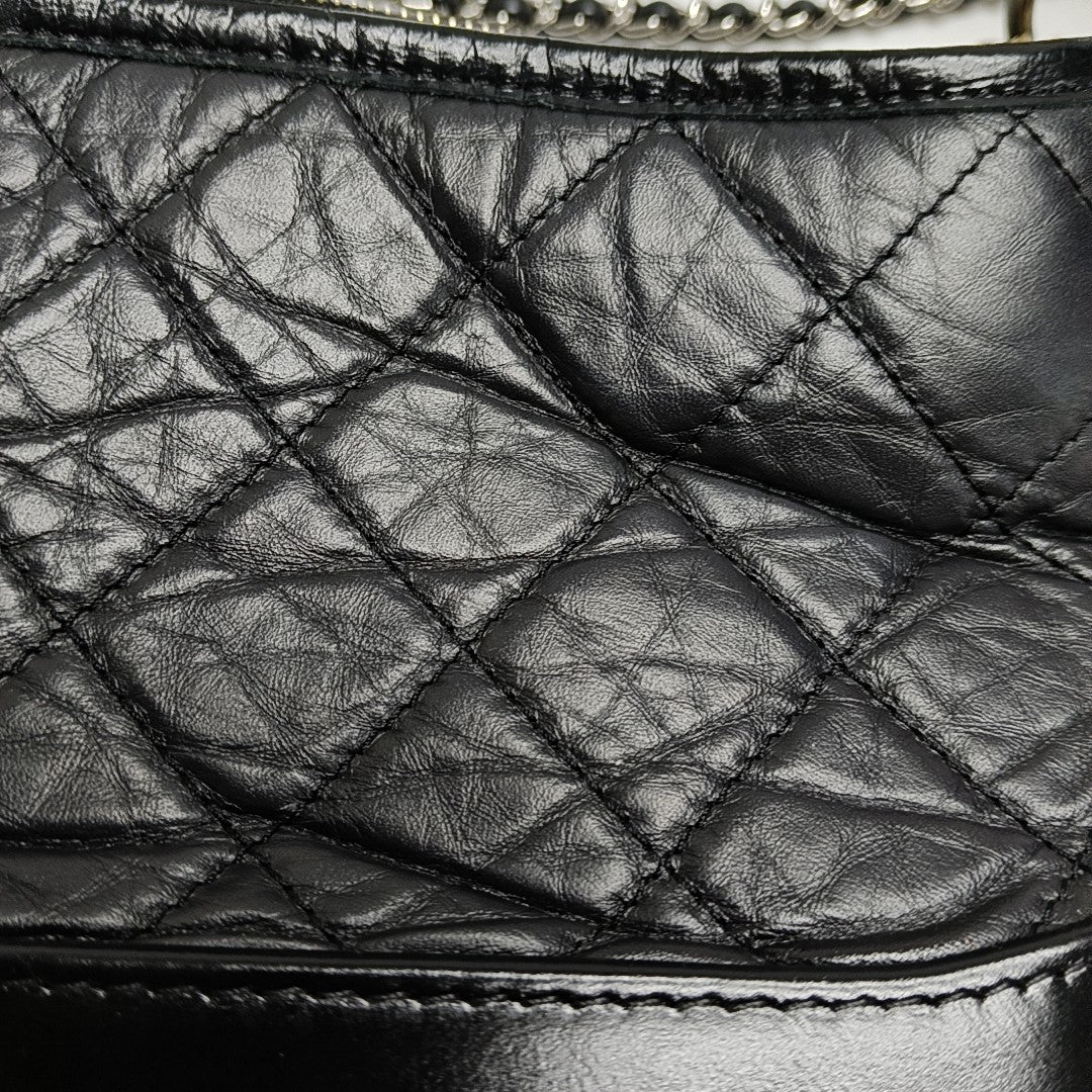 GABRIELLE Small Quilted Calfskin Black